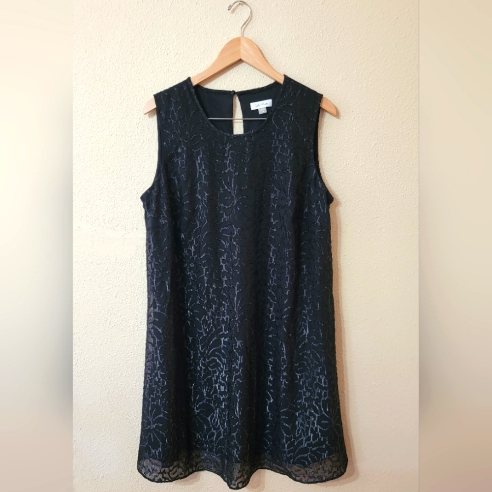 Calvin Klein Black Chiffon Dress